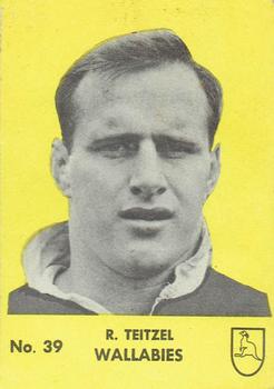 1968 Playtime Rugby Gum Famous Rugby Players - Yellow #39 Ross Teitzel Front